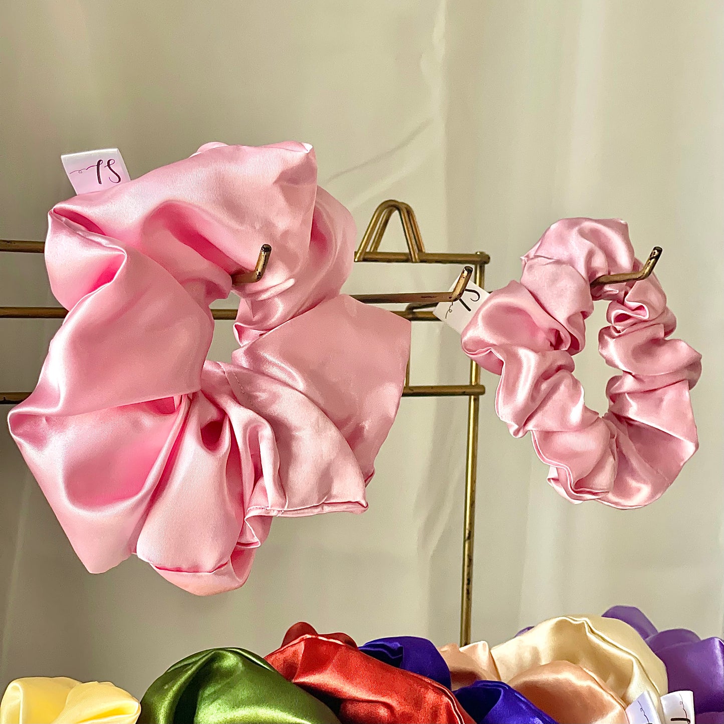 Pretty In Pink Satin Scrunchie