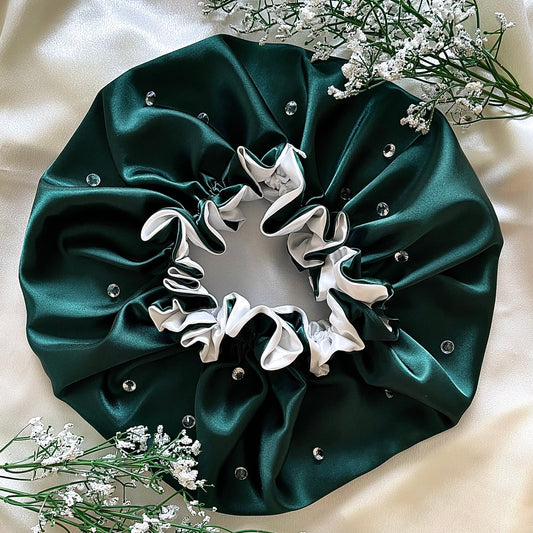 Plush Emerald Reversible Satin Bonnet