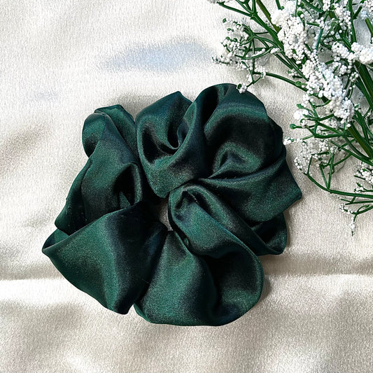 Emerald Satin Scrunchie